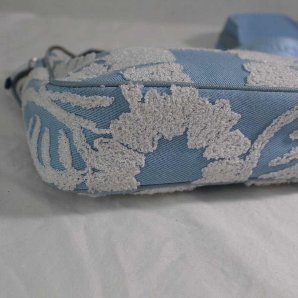 Prada Re-Edition 2005 Embroidered Drill Shoulder Bag wPouch Blue White Crossbody - Picture 15 of 16